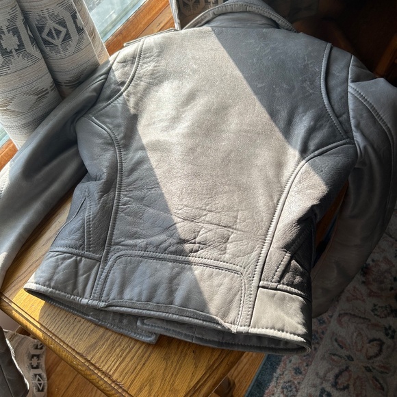 2008 BALENCIAGA LEATHER MOTO JACKET in Light Grey, size 38 - Picture 13 of 16